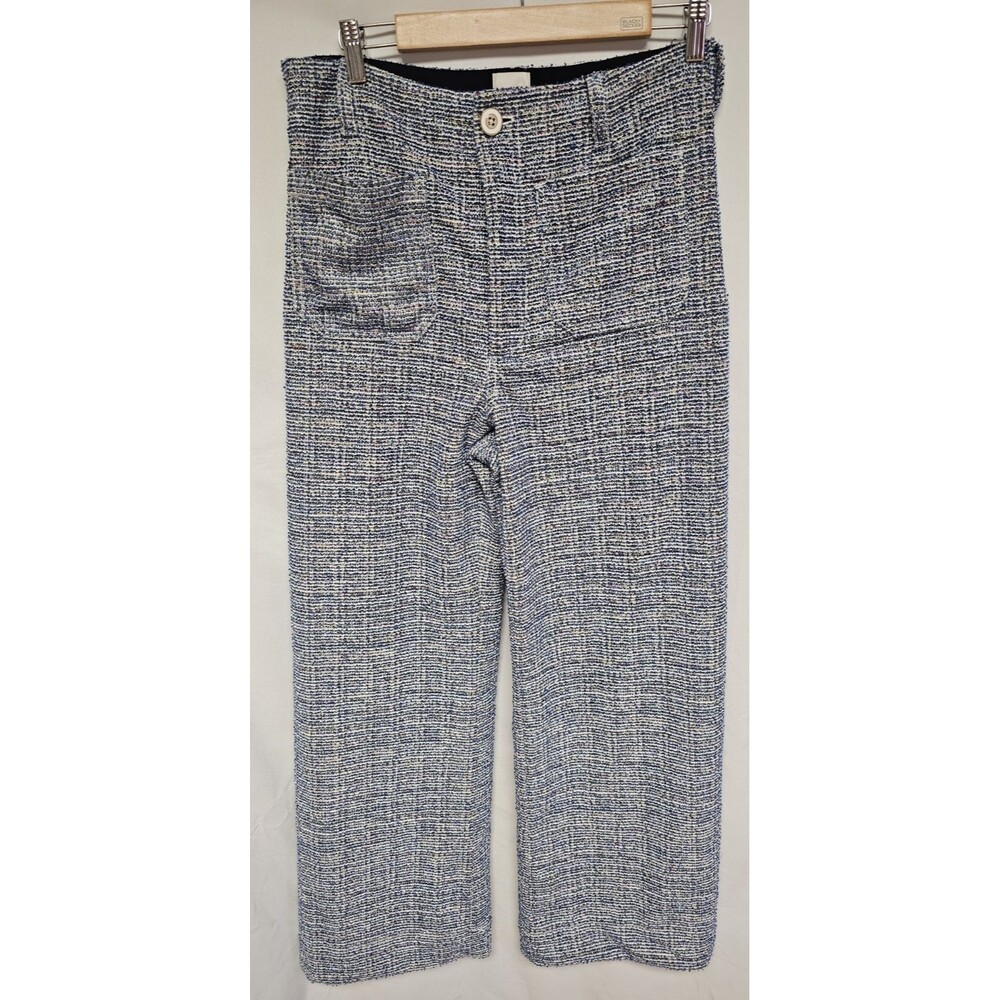 Maeve The Colette Cropped Wide-Leg Pants Tweed Edition Size 30T Tall Blue Multi